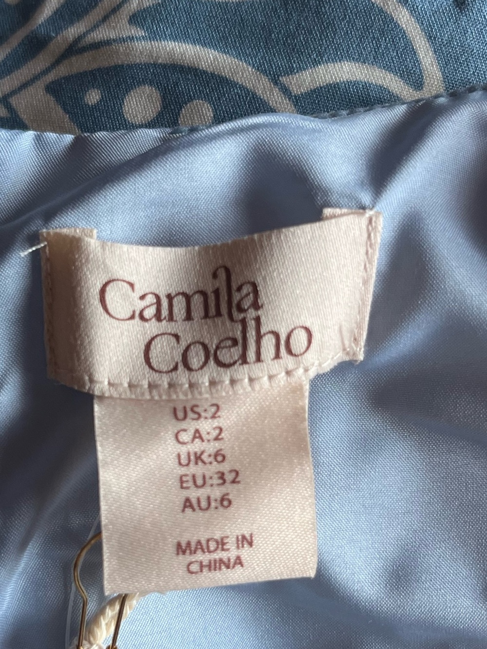 CAMILA COELHO Powder Blue white Paisley Square Neck Mini Dress (Hemant & Nandita - Picture 4 of 5